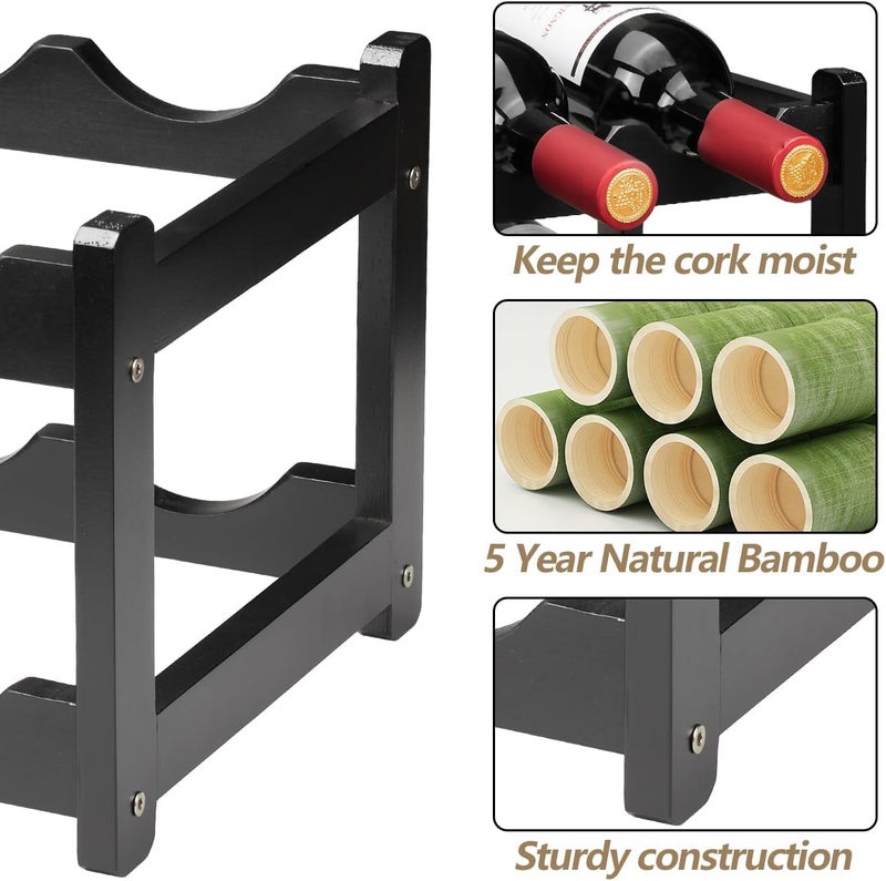 Homevany Wine Rack 8 Bottle 2-Tier Eco-Friendly Bamboo Wine Storage Easy-Assembly Space-Saving for Wine Lovers,Kitchen Wine Organizer for Countertop,Pantry, Home,Room Decor,Bar - Image 3